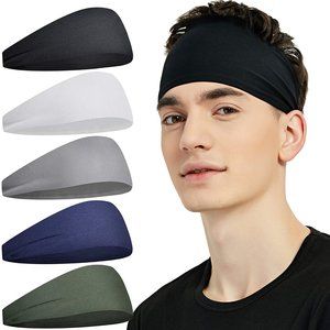 Sports Headbands for Men (5 Pack),Moisture Wicking Workout Headband,